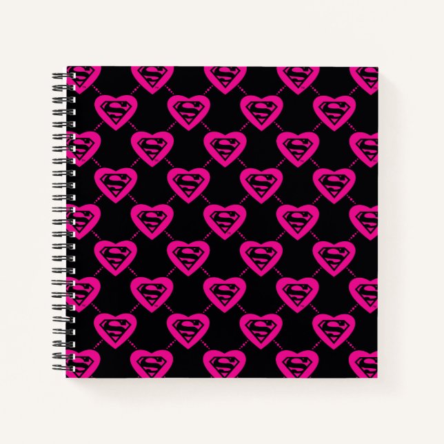 Cuaderno Patrón diagonal del corazón superchica (Anverso)