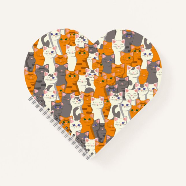 Cuaderno Patrón diagonal del gato negro jengibre (Anverso)