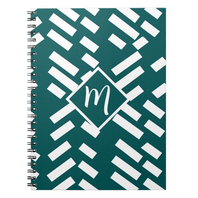 Cuaderno Patrón diagonal rayado minimalista, monograma (Frente)