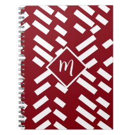 Cuaderno Patrón diagonal tachado rojo Minimalista, monogram