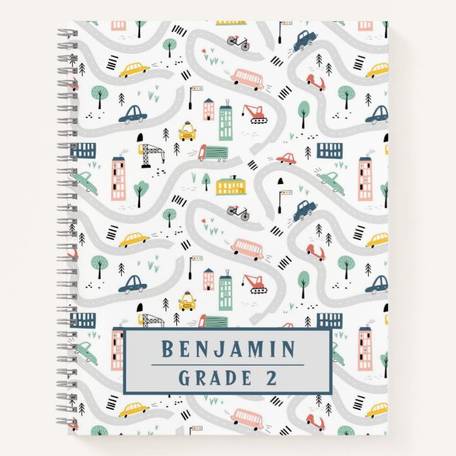 Cuaderno Patrón Dibujado a Mano de Carreteras de Dibujos An (Anverso)