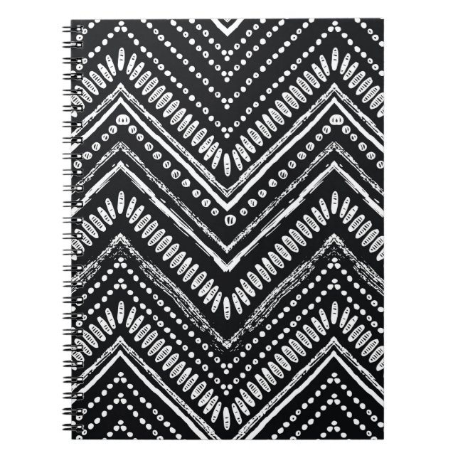Cuaderno Patrón dibujado a mano. Zigzag y rayas tribales (Frente)