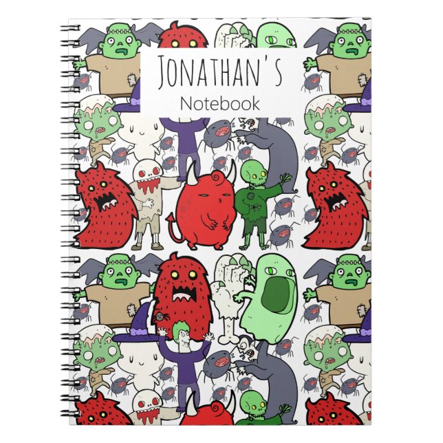 Cuaderno Patrón divertido de dibujos animados fantasmales c (Frente)