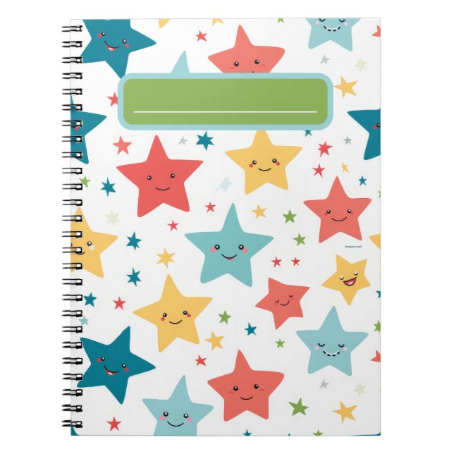 Cuaderno Patrón divertido de estrellas sonrientes para guar (Frente)
