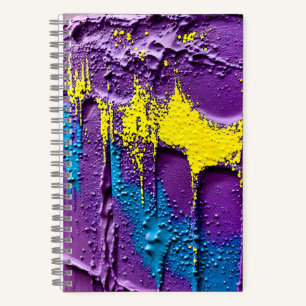 Cuaderno Patrón divertido de pintura azul amarillo morado t