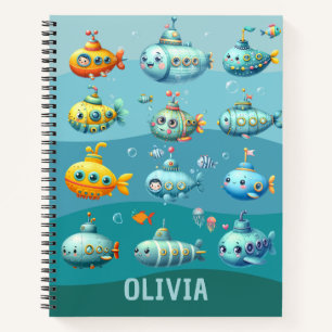 Cuaderno Patrón Divertido de Submarino Adorable