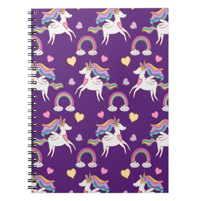 Cuaderno Patrón divertido unicornio caballo mágico lindo    (Frente)