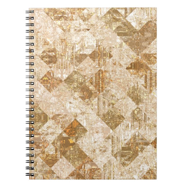 Cuaderno Patrón dorado de mosaico abstracto brillante (Frente)