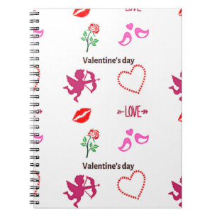 Cuaderno patrón el día de San Valentín en blanco