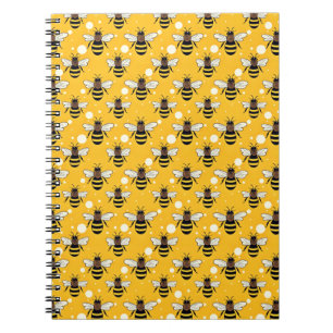 Cuaderno Patrón elegante de abejas amarillas amarillo