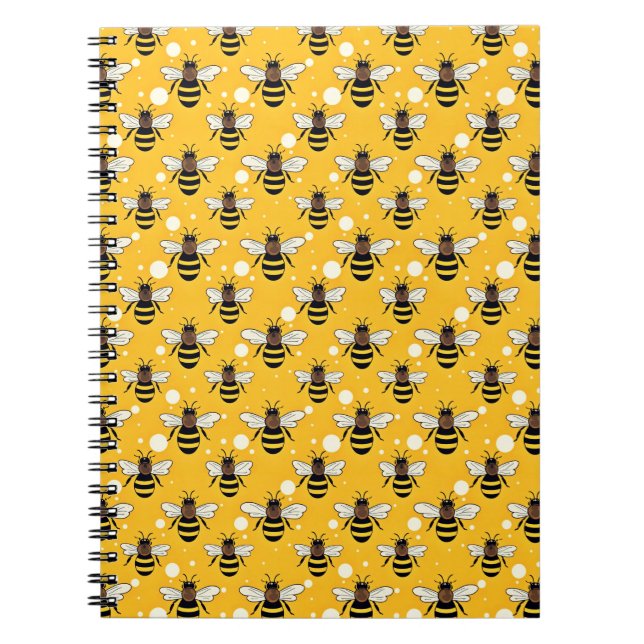 Cuaderno Patrón elegante de abejas amarillas amarillo (Frente)