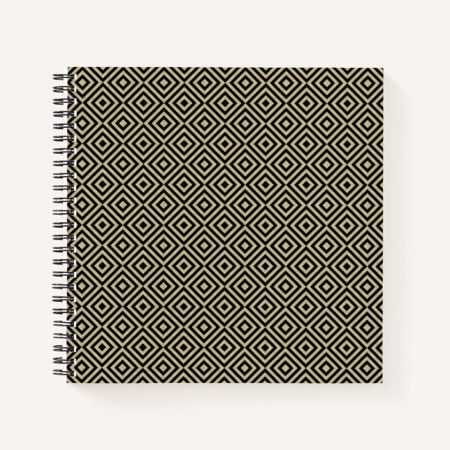Cuaderno Patrón elegante de baldosas de oro moderno cuadrad (Anverso)