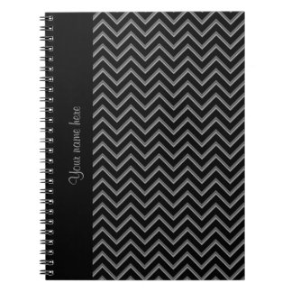 Cuaderno Patrón elegante de chevron negro y gris