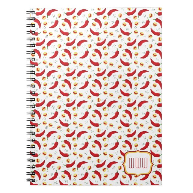 Cuaderno Patrón elegante de Chile rojo (Frente)