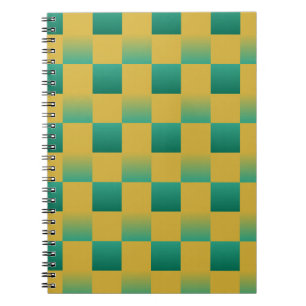 Cuaderno Patrón elegante de cuadros en verde y oro