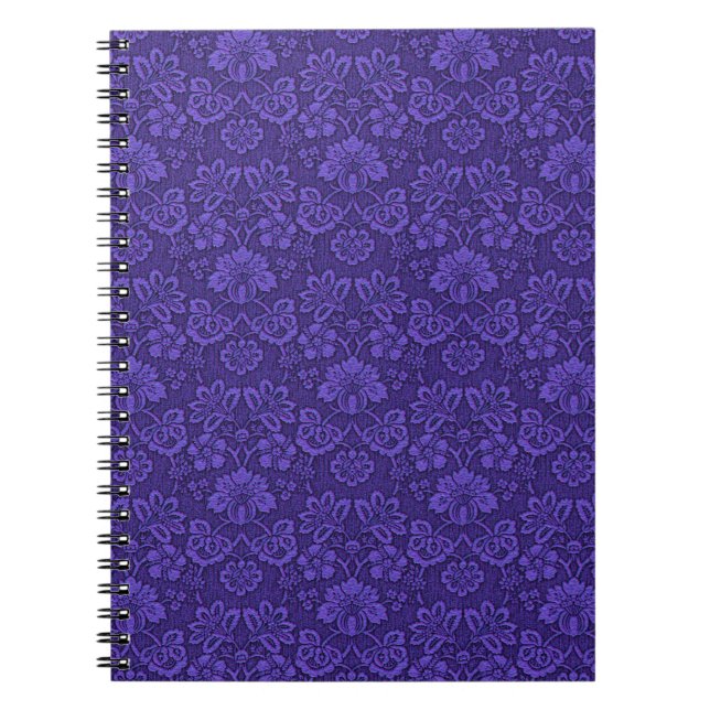 Cuaderno Patrón elegante de damasco violeta (Frente)
