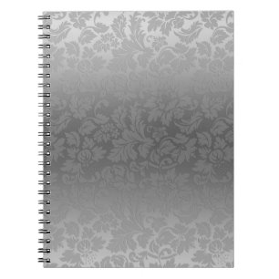 Cuaderno Patrón elegante de damasquetes florales monocromát