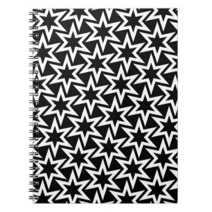 Cuaderno Patrón elegante de estrella geométrica en blanco y