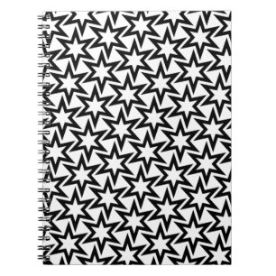 Cuaderno Patrón elegante de estrella geométrica en blanco y