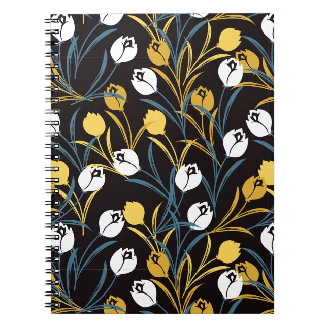 Cuaderno Patrón elegante de flor tulipán (Frente)