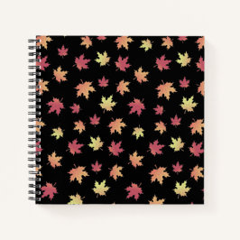 Cuaderno Patrón elegante de hojas de otoño rojas marrones |