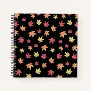 Cuaderno Patrón elegante de hojas de otoño rojas marrones  