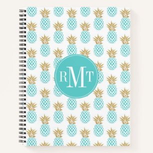 Cuaderno Patrón elegante de imitación de oro tropical de 