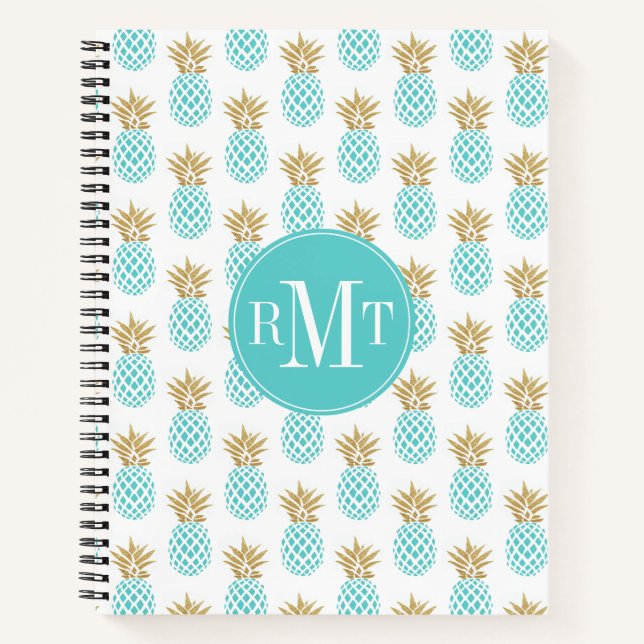 Cuaderno Patrón elegante de imitación de oro tropical de pi (Anverso)