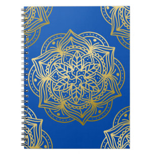 Cuaderno Patrón elegante de oro y Mandala azul
