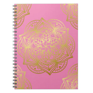 Cuaderno Patrón elegante de oro y Mandala rosa