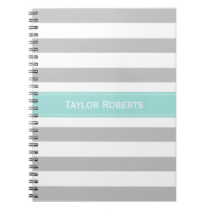 Cuaderno Patrón elegante de rayas grises y verdes de la men