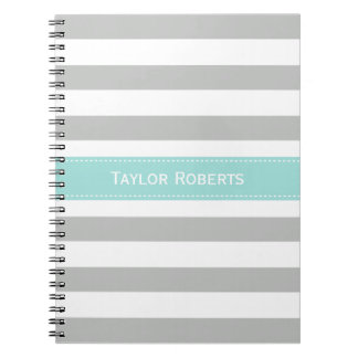 Cuaderno Patrón elegante de rayas grises y verdes de la men
