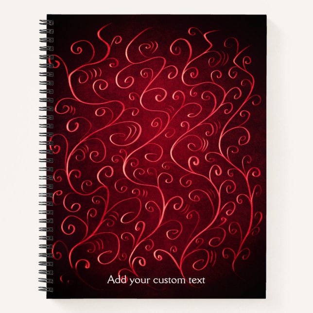 Cuaderno Patrón elegante de Swirl Rojo (Anverso)