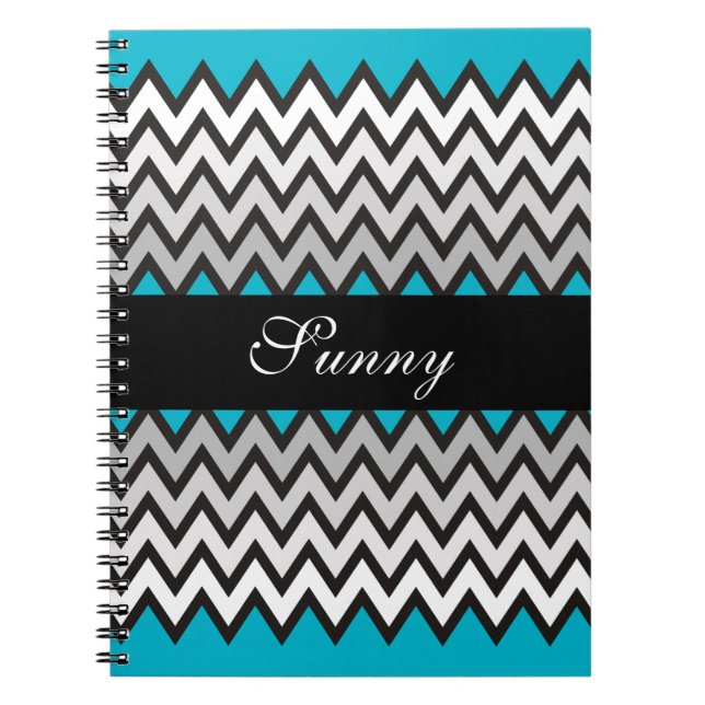 Cuaderno patrón en ZIGZAG - negro blanco gris + tu idea (Frente)