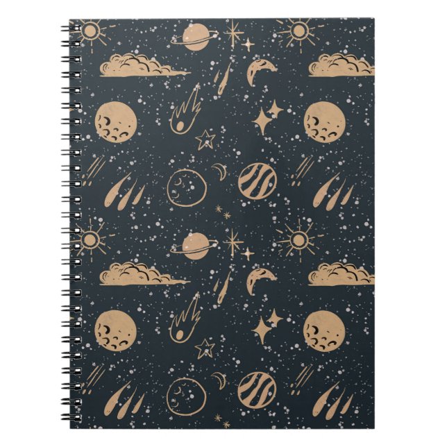 Cuaderno Patrón Espacial Celestial Vintage (Frente)