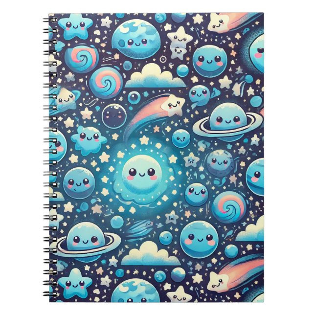Cuaderno Patrón espacial Cute Kawaii (Frente)