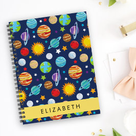 Cuaderno Patrón espacial, planetas, estrellas, cosmos, tu n