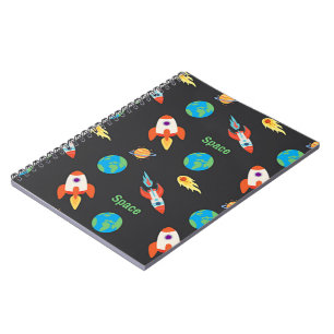 Cuaderno Patrón espacial sobre negro