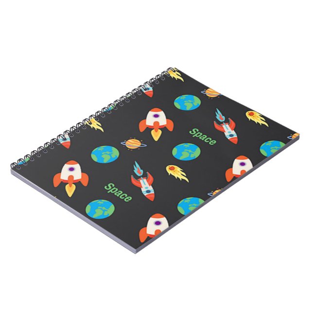 Cuaderno Patrón espacial sobre negro (Lado Izquierdo)