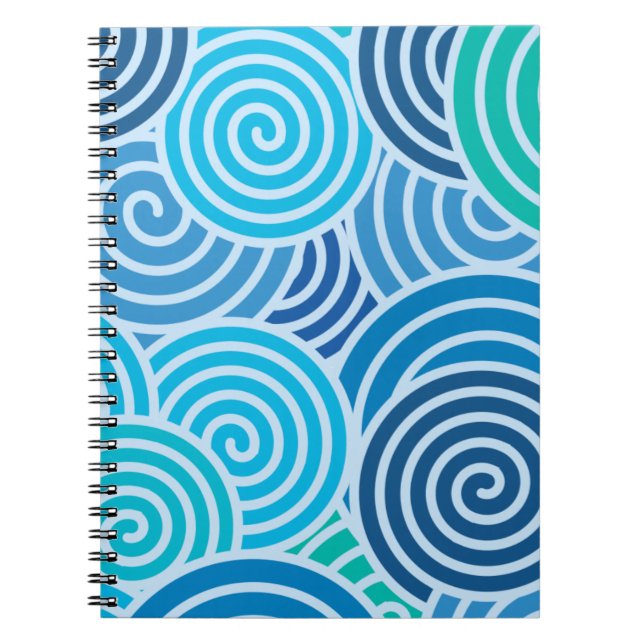 Cuaderno Patrón espiral azul moderno (Frente)