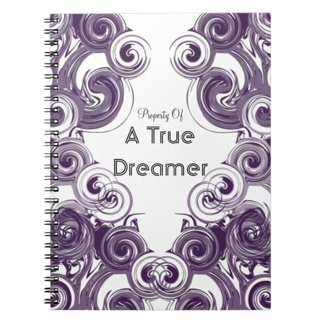 Cuaderno Patrón espiral de resumen púrpura personalizado (Frente)