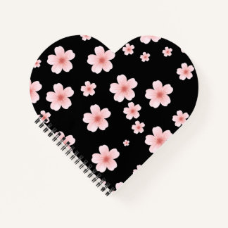 Cuaderno Patrón Estético de Flor de Cerezo Rosa en Forma de