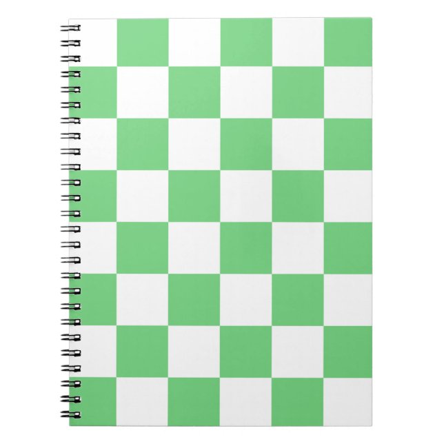 Cuaderno Patrón estético del tablero de ajedrez verde retro (Frente)