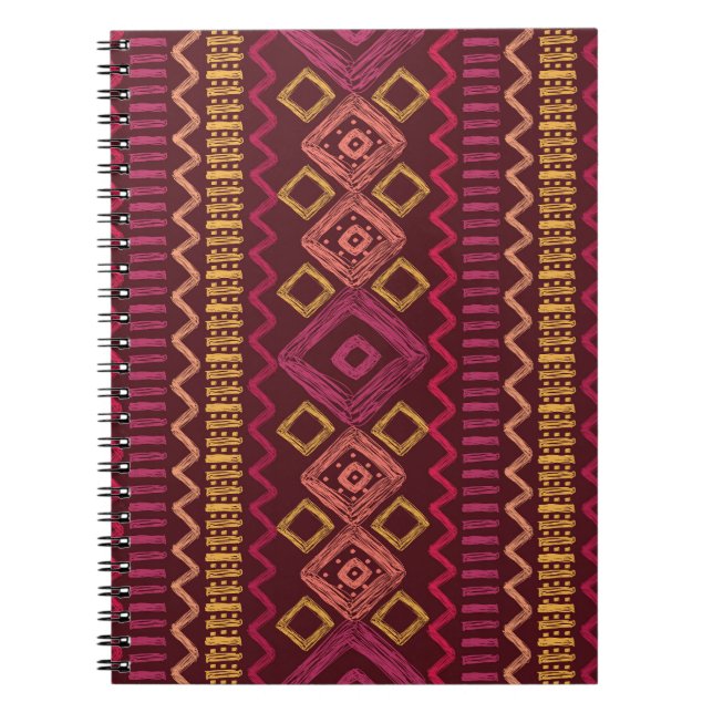 Cuaderno Patrón étnico dibujado a mano: abstracto sin fisur (Frente)