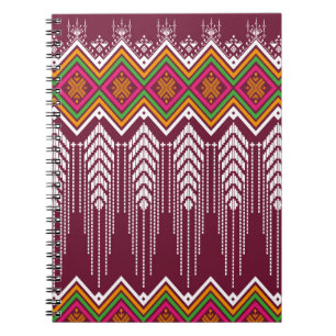 Cuaderno Patrón étnico geométrico de fondo tradicional, v