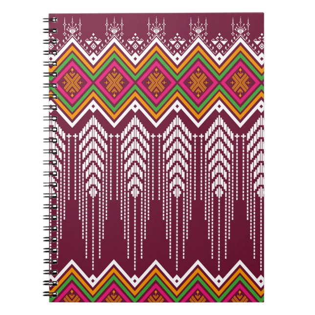 Cuaderno Patrón étnico geométrico de fondo tradicional, v (Frente)