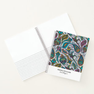 Cuaderno Patrón étnico paisley colorido
