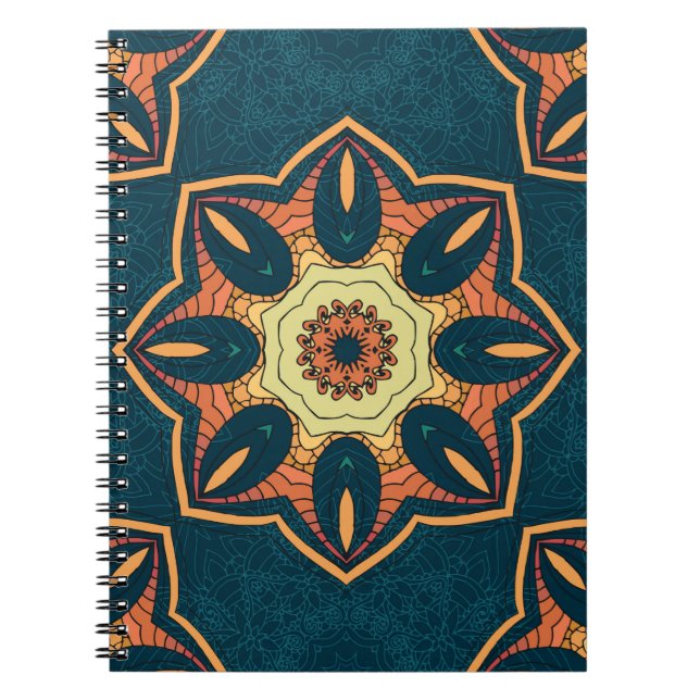 Cuaderno Patrón étnico sin fisuras con mandala. ilustracion (Frente)