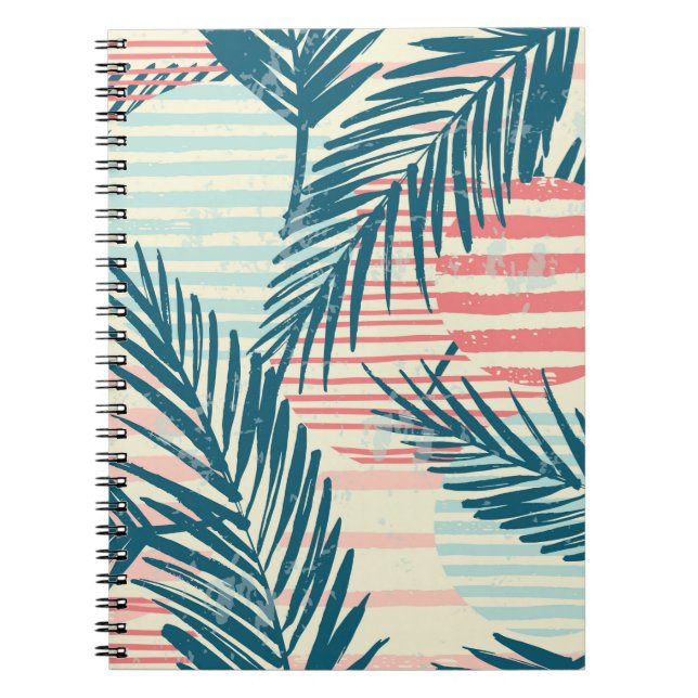 Cuaderno Patrón exótico sin fisuras de moda con palma y man (Frente)