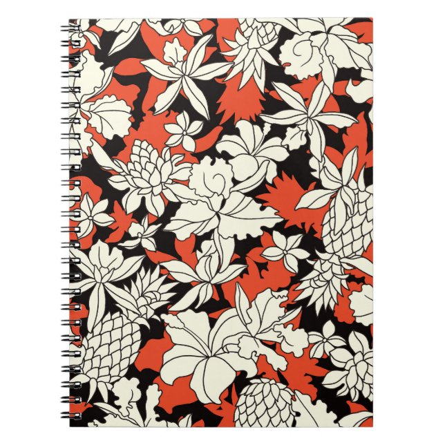 Cuaderno Patrón exótico sin foco de flor tropical (Frente)